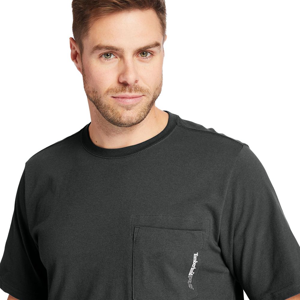 Timberland Mens T-Shirts PRO® Big & Tall Base Plate Short-Sleeve - Black - India WF0762419